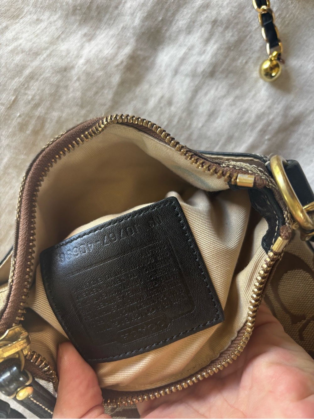 Coach Brown Signature Canvas Crossbody with Black Trim - Picture 5 of 12